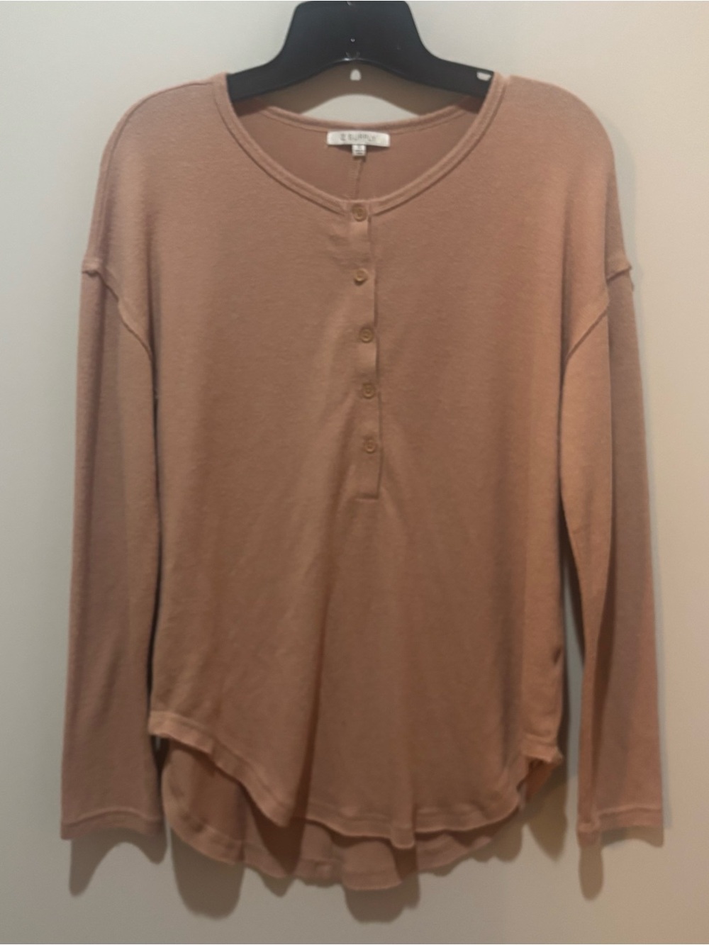 Z Supply Long Sleeve Henley Top in Dusty Peach
